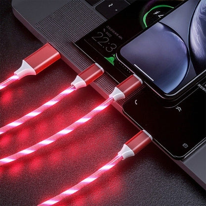 3-in-1 USB-C LED Fast Charging Cable – Triple USB-C Outputs