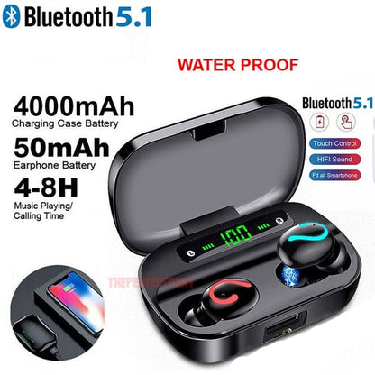 Bluetooth 5.1 Wireless Earbuds – Mini, Hi-Fi Sound, IPX7 Waterproof