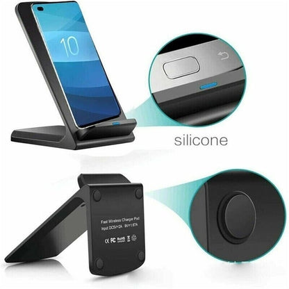 Wireless Fast Charger Charging Pad Stand Dock For Mobiles