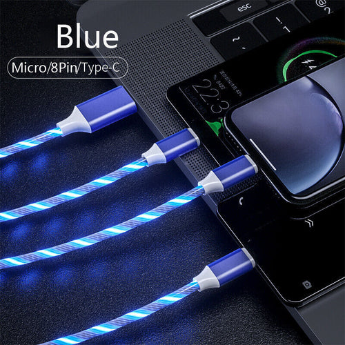 3-in-1 USB-C LED Fast Charging Cable – Triple USB-C Outputs