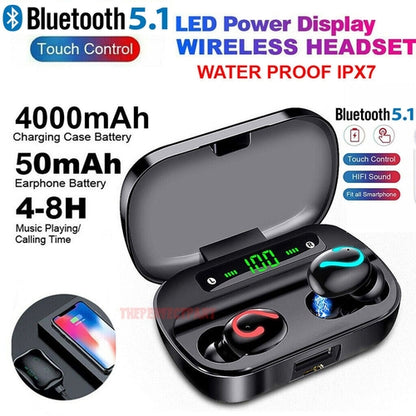 Bluetooth 5.1 Wireless Earbuds – Mini, Hi-Fi Sound, IPX7 Waterproof