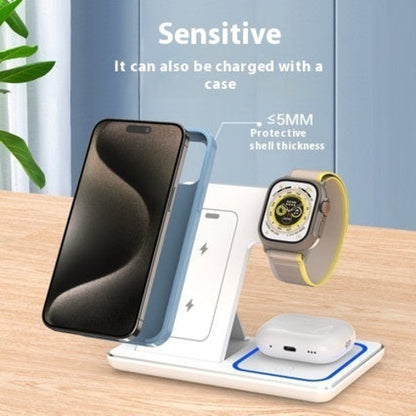 3 In 1 Fast Wireless Charger Stand - Foldable